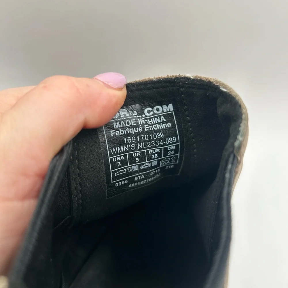Sorel Lea Ankle Boots Wedge Heels Leather Pull On Gray Women's Size 7 US booties